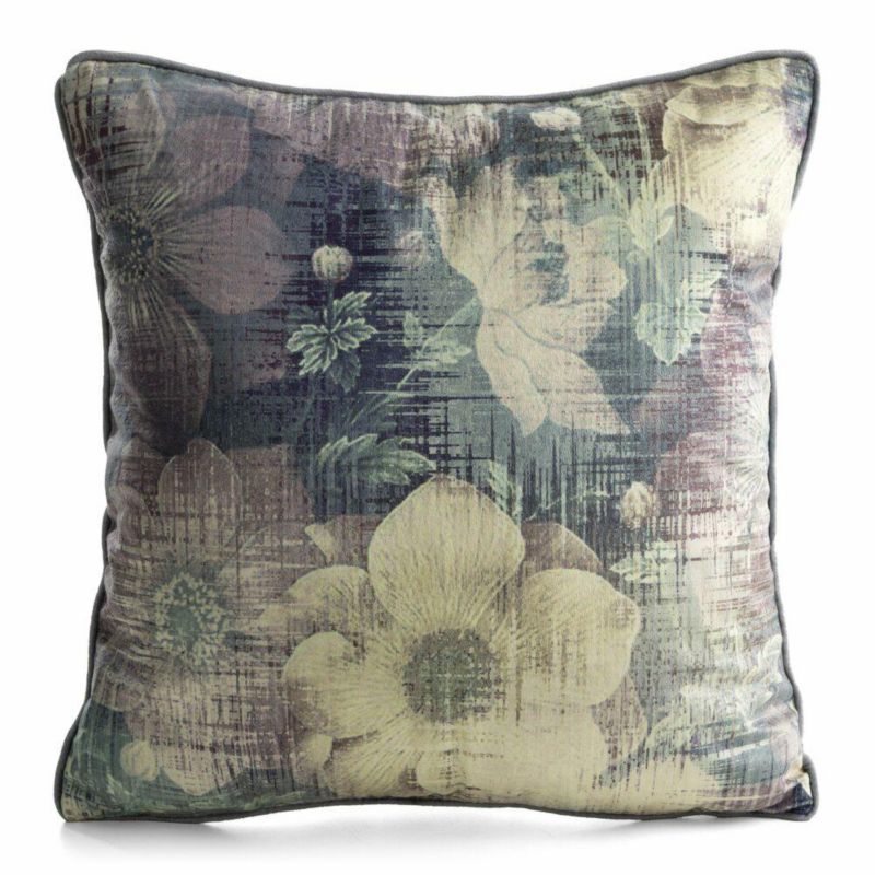 Poszewka dekoracyjna VELVET/201 Eurofirany na poduszkę 45x45 cm kwiaty fiolet granat 1 szt.