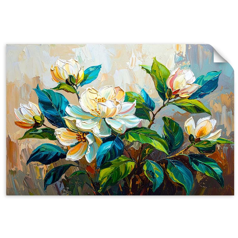 Naklejka na ścianę do salonu sypialni Feeby Bukiet Kwiatów Zielony imitacja farby 30x20cm 1szt