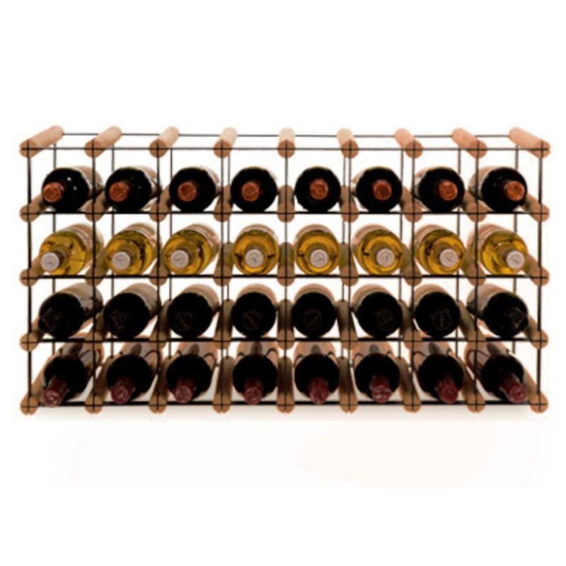 Stojak na wino MODO24 na butelki PET szafka duży eko na 32 butelki czarny metal drewno brązowe 1 szt.