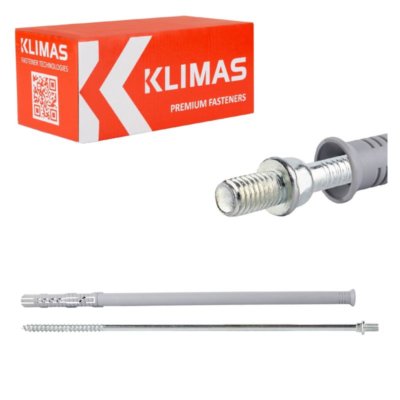 Kołki dwugwintowe Klimas KPD Stalowe Ocynkowane 12x300 mm 25szt