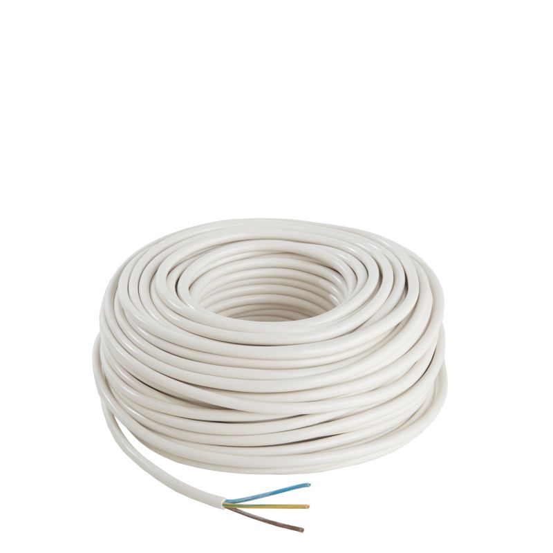 Kabel zasilający H05VVF 3 x 1,5 mm2 50 m biały