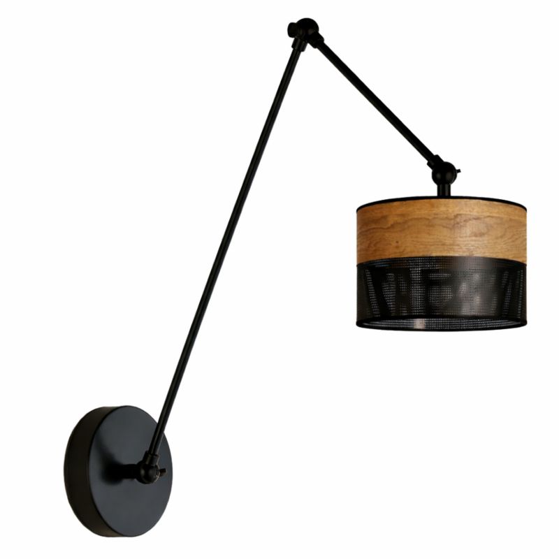 Kinkiet Volta Light Factory Soul Czarny/Fornir Abażur 1xE27 1szt.