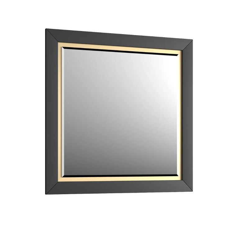 Lustro łazienkowe KROFAM CHIC 80x80 cm czarne półmat/złote 1 szt.