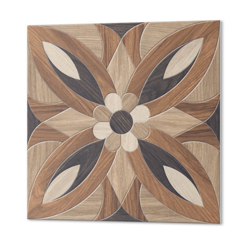 Komplet Kafelków Samoprzylepnych ArtPrintCave 50x50 cm Wzór kwiatowy z drewna 4 szt.