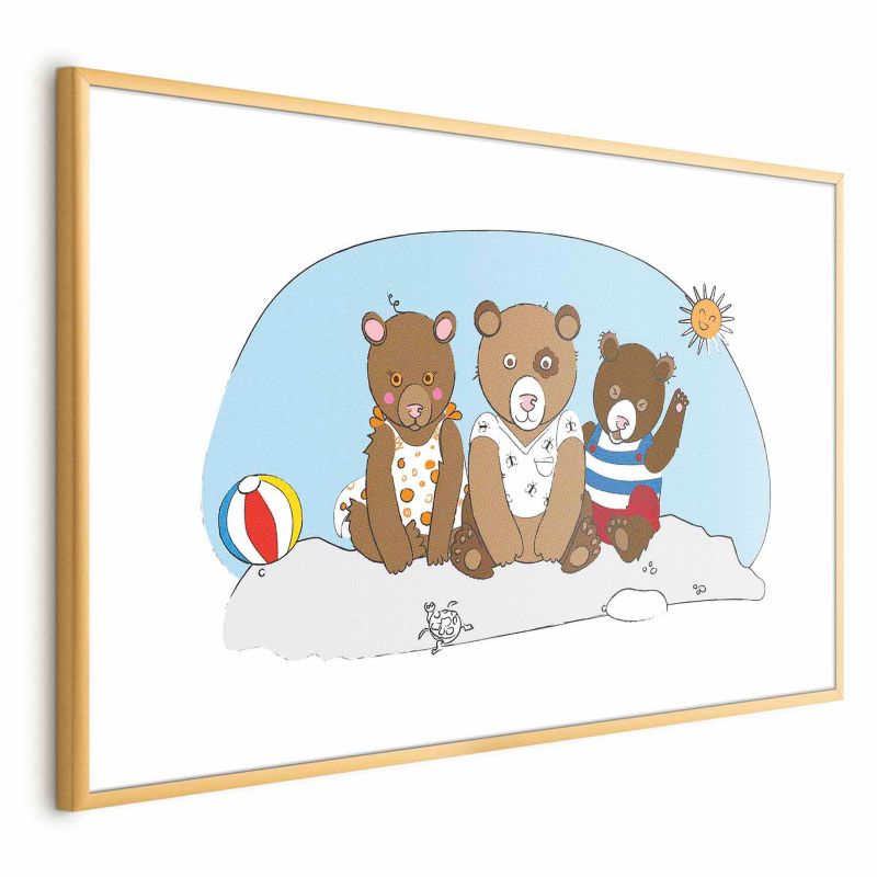 Plakat Artgeist Misie na plaży 60x40 cm z ramą złotą 1 szt