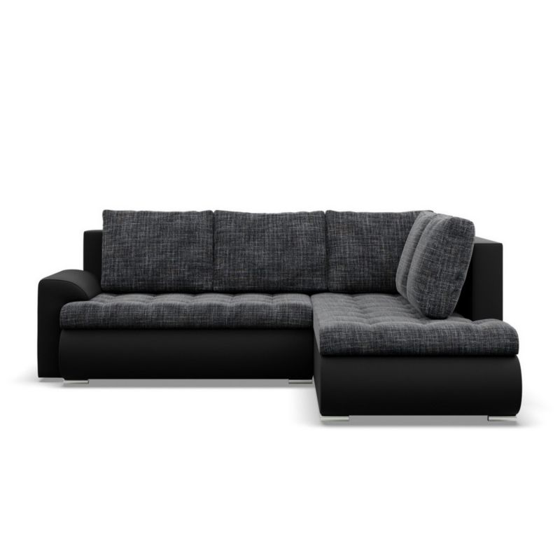 Narożnik TYLETEGOTU z otomaną prawy BOSCO ekoskóra plecionka czarny czarny ciemny szary 1 szt