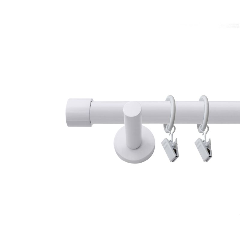 Karnisz pojedynczy metalowy Naokienko biały 370 cm fi 19 zaślepka premium 1 szt.