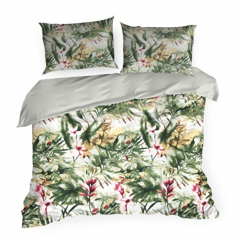 Pościel Spring/43 Eurofirany 160 x 200 cm beżowo zielona bawełna satynowa 1 kpl.