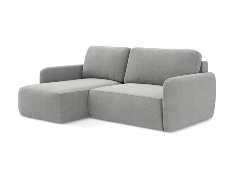 Narożnik lewostronny z funkcją spania LaMiaSofa CORLE z tkaniny strukturalnej 207x148 cm jasny szary 1 szt.
