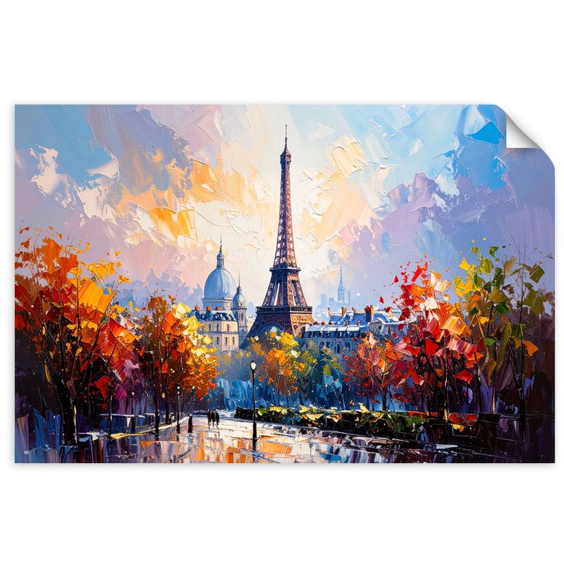 Plakaty samoprzylepne do salonu sypialni Feeby Paryż Wieża Eiffla jak malowany 60x40cm 1szt