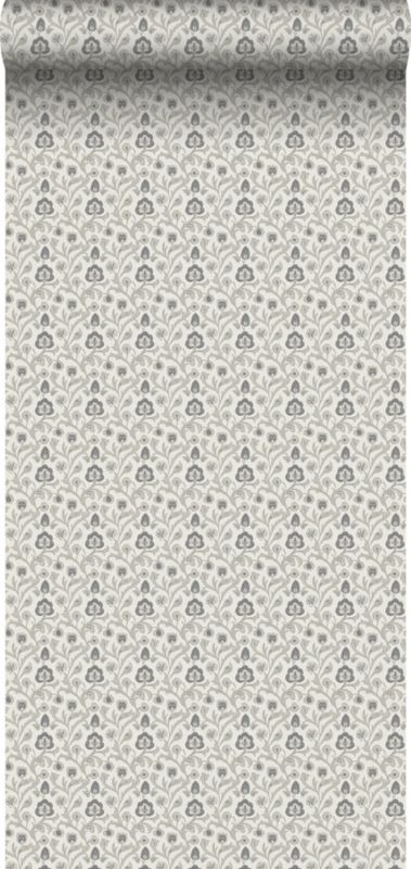 Tapeta Sanders & Sanders kwiatowy wzór szarym 53 cm x 10 m - 1 rol.