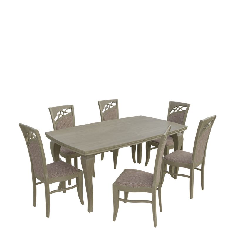 Zestaw RO27 MIRJAN 24 Stół rozkładany S23 100x170/250 + 6 krzeseł K51 dąb sonoma + jasny brąz 1 kpl.