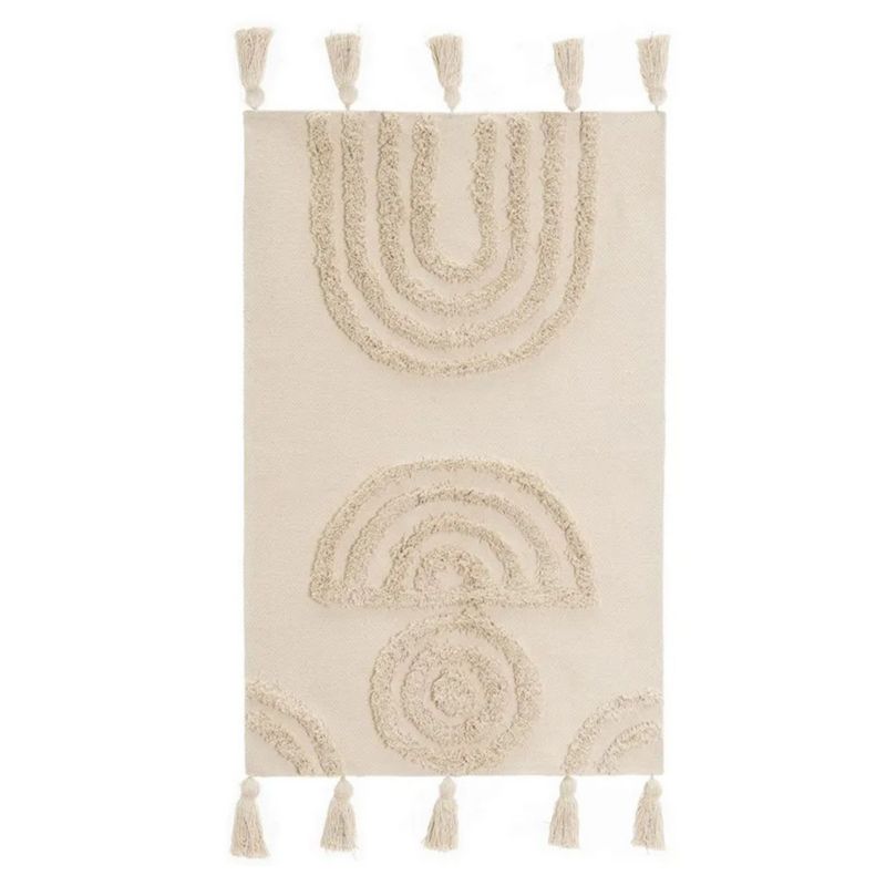 Dywanik z frędzlami Scandi HowHomely beżowy bawełniany 80x50 cm 1 szt.