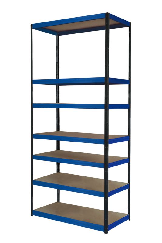 Regał metalowy MODO24 magazynowy czarno-niebieski helios 270x90x60cm 7 półek po 275 kg 1 szt.