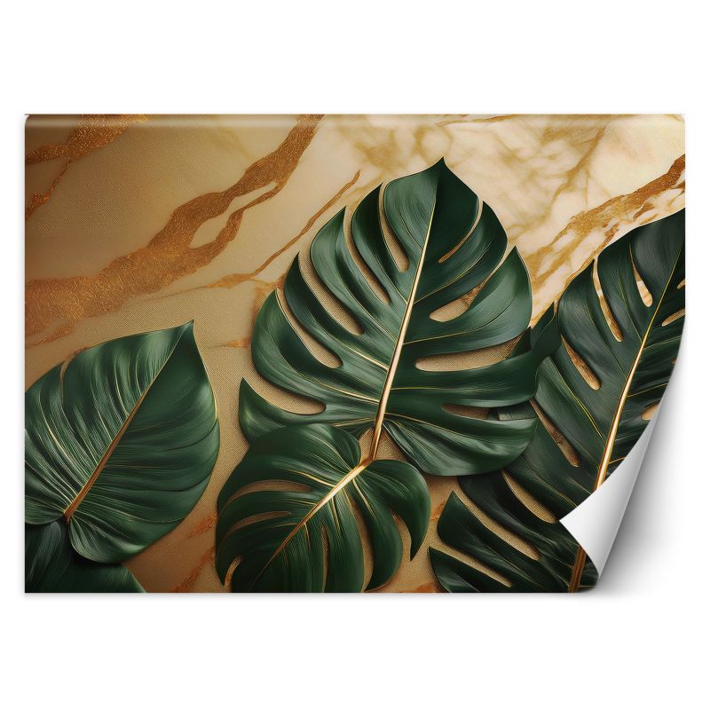 Fototapeta Feeby Zielone Liście Na Marmurowym Tle 350x245 1 szt