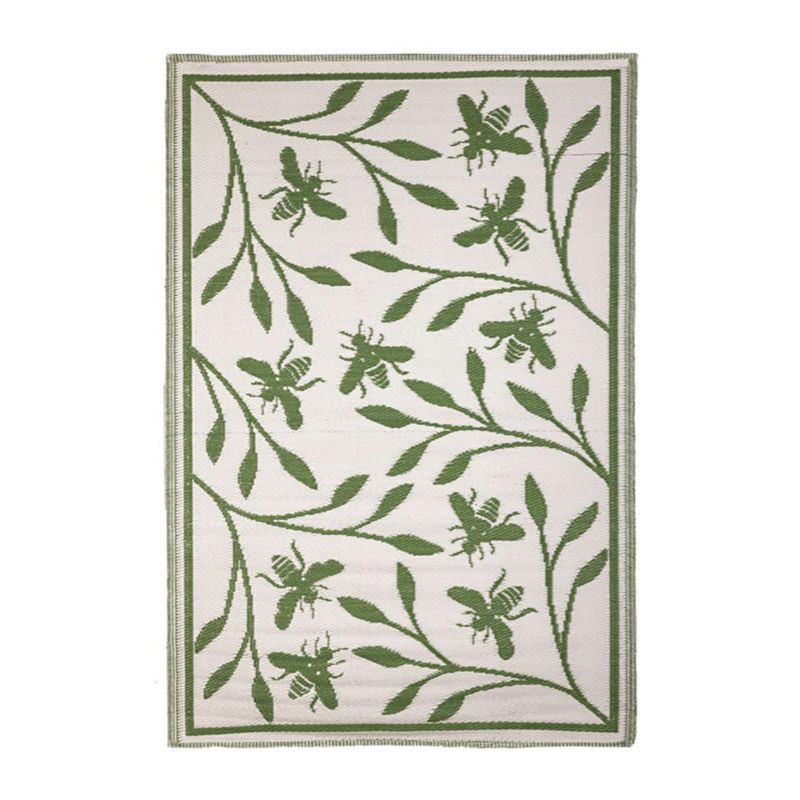 Dywan zewnętrzny motyw pszczół Esschert Design zielony dekoracyjny 122x182 cm 1 szt.