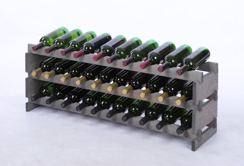 Stojak na wino MODO24 regał modułowy na butelki 3 leżnie x 10 butelek montaż bez narzędzi impregnacja szara 1 szt.
