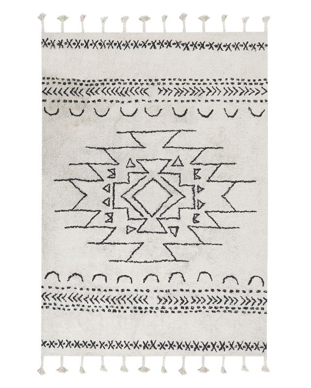 Dywan bawełniany 140 x 200 cm biało-czarny Khouribga 1 szt.