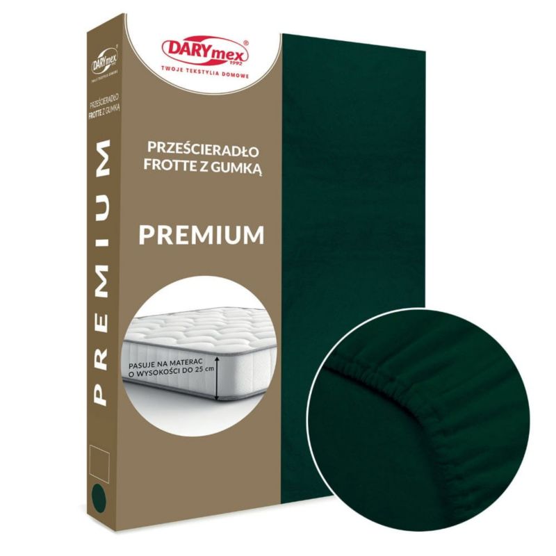 Prześcieradło frotte z gumką Darymex 120x200 kolor zieleń butelkowa PREMIUM 1 szt.