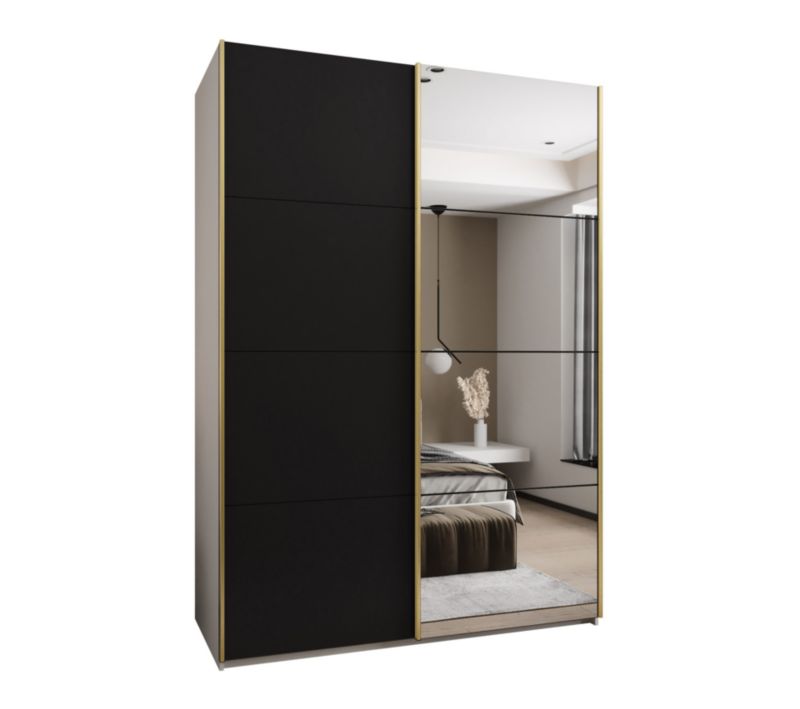 Szafa przesuwna Abiks LUX 3 wysoka szer.180cm biały/czarny/złoty 1szt.