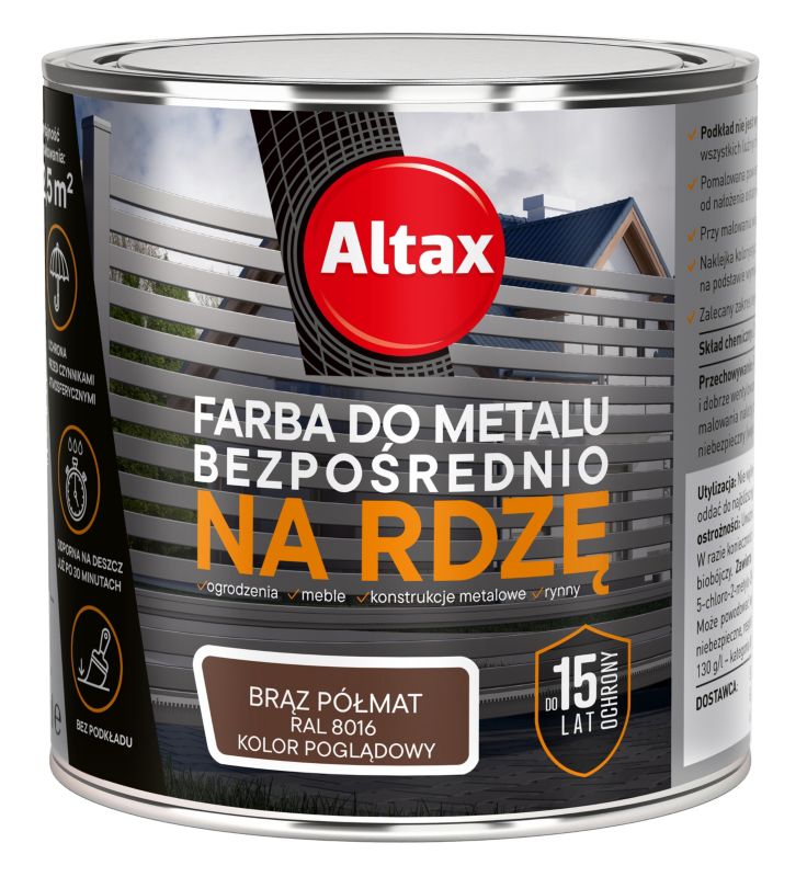 Farba antykorozyjna Altax brązowy półmat 0,25 l