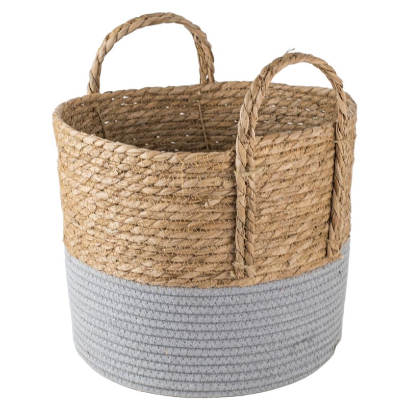 Kosz pleciony z uszami szary L Direct Home and Garden 26x30 cm 1 szt