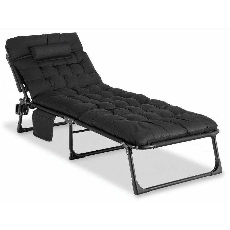 Leżak Mebel Elite Fotel Rozkładany Do Spania Salonu Leżanka Jednoosobowa Czarny SATURN 1 szt.