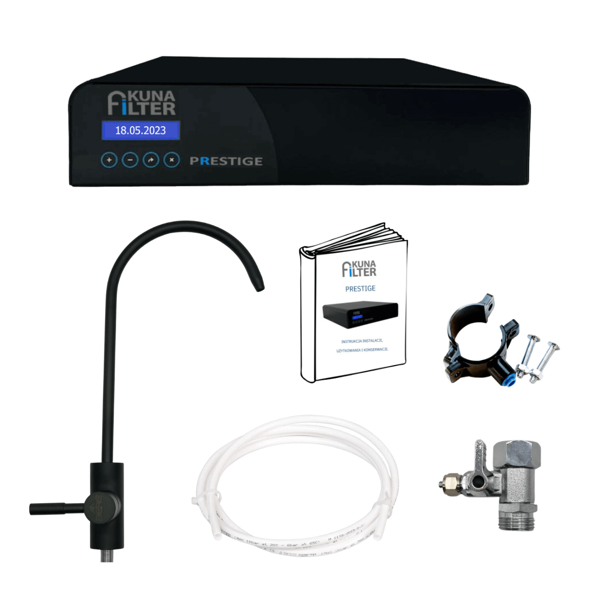 Filtr odwróconej osmozy Kuna Filter Prestige z baterią czarny mat. Filtr wody pod zlew.