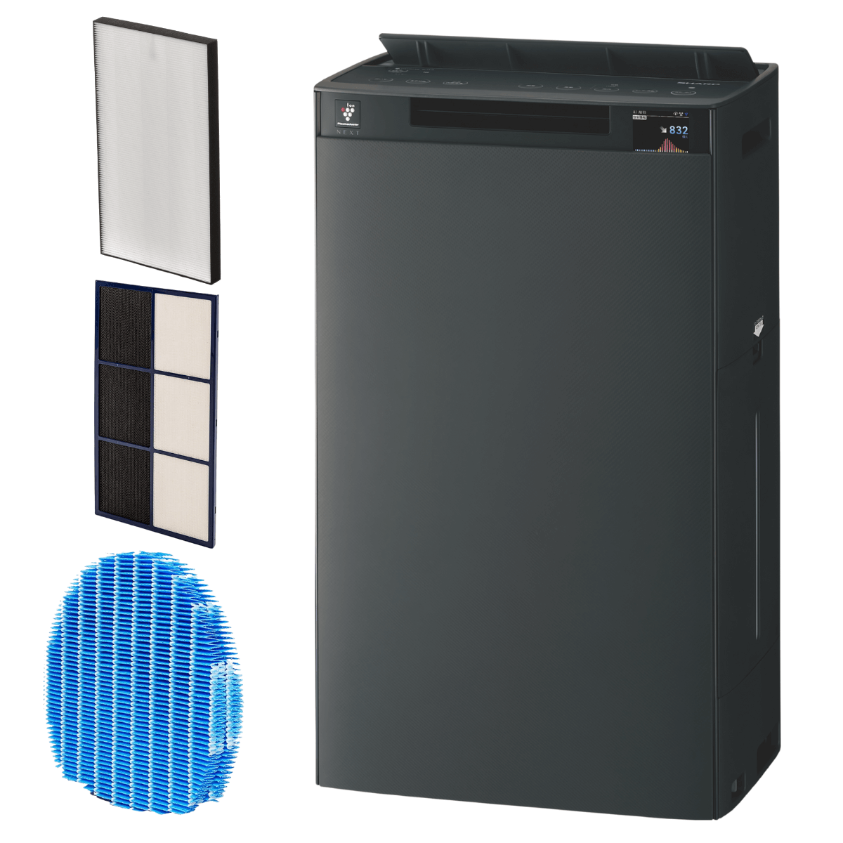 Oczyszczacz i nawilżacz powietrza SHARP KI-TX75EU-H, aplikacja Wi-Fi, Charcoal Gray do 56m2.