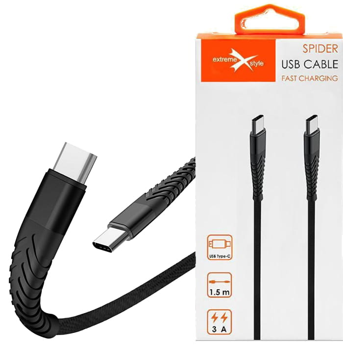 Kabel USBC na USBC 1,5m Spider oplot KAB000318 - Henryx24