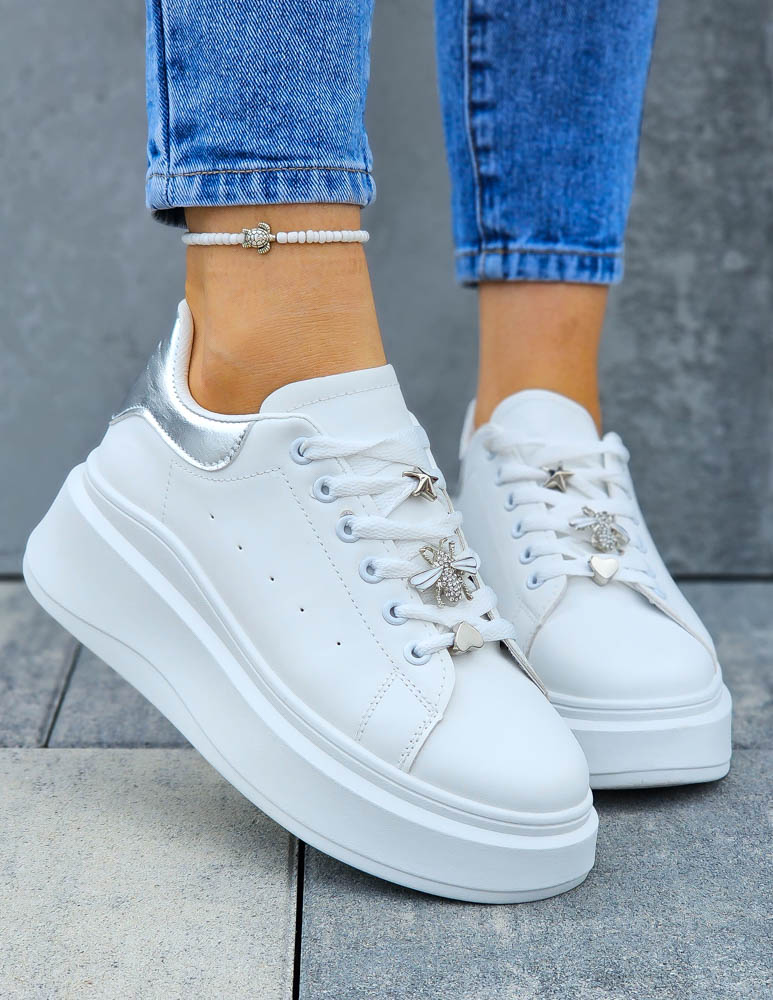 Białe Sneakersy Buty Sportowe Na Platformie Bee