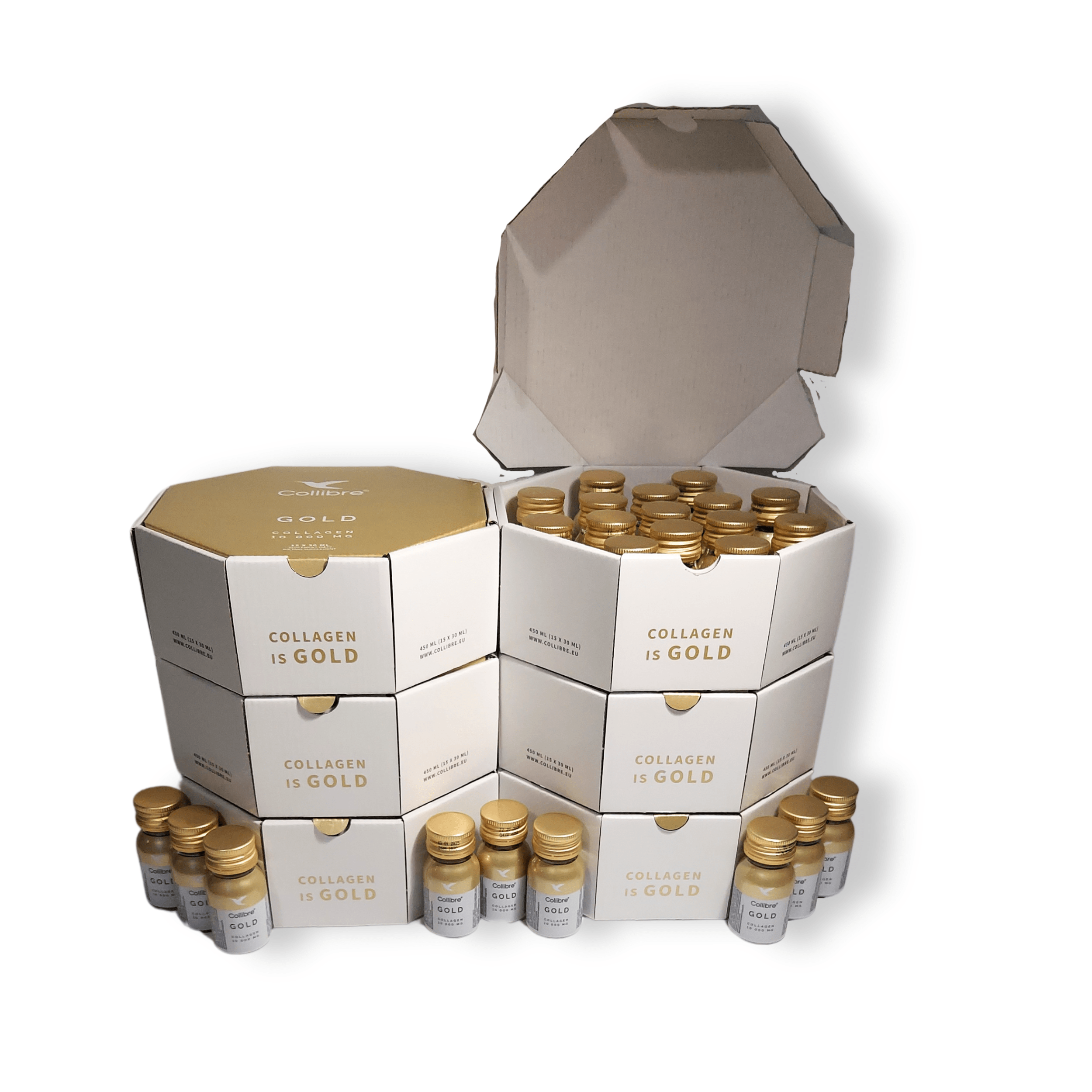 Collibre - Gold Shot Kolagen do picia - Zdrowe stawy, 90 butelek (Zawartość zestawu: 90 butelek x 30ml)