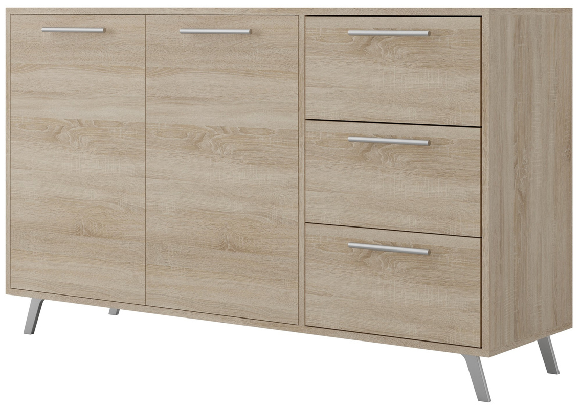 Pojemna dwudrzwiowa komoda z szufladami 140 cm BILL dąb sonoma