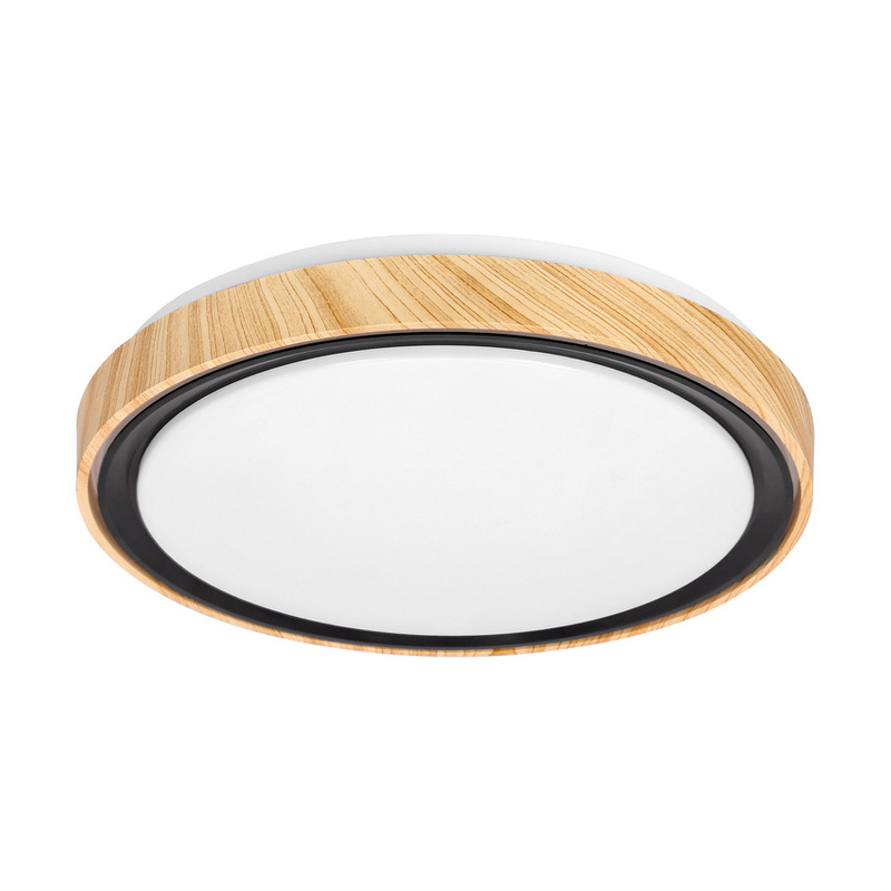 Czarna drewniana lampa sufitowa plafon LED 38 cm AFLO biała