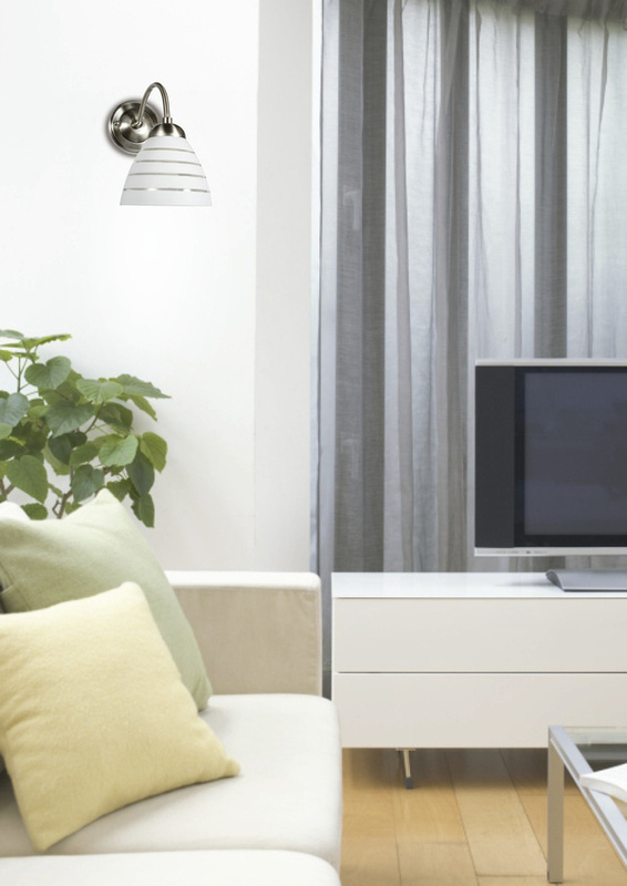 Srebrny kinkiet ścienny do salonu i przedpokoju ULI metal szkło