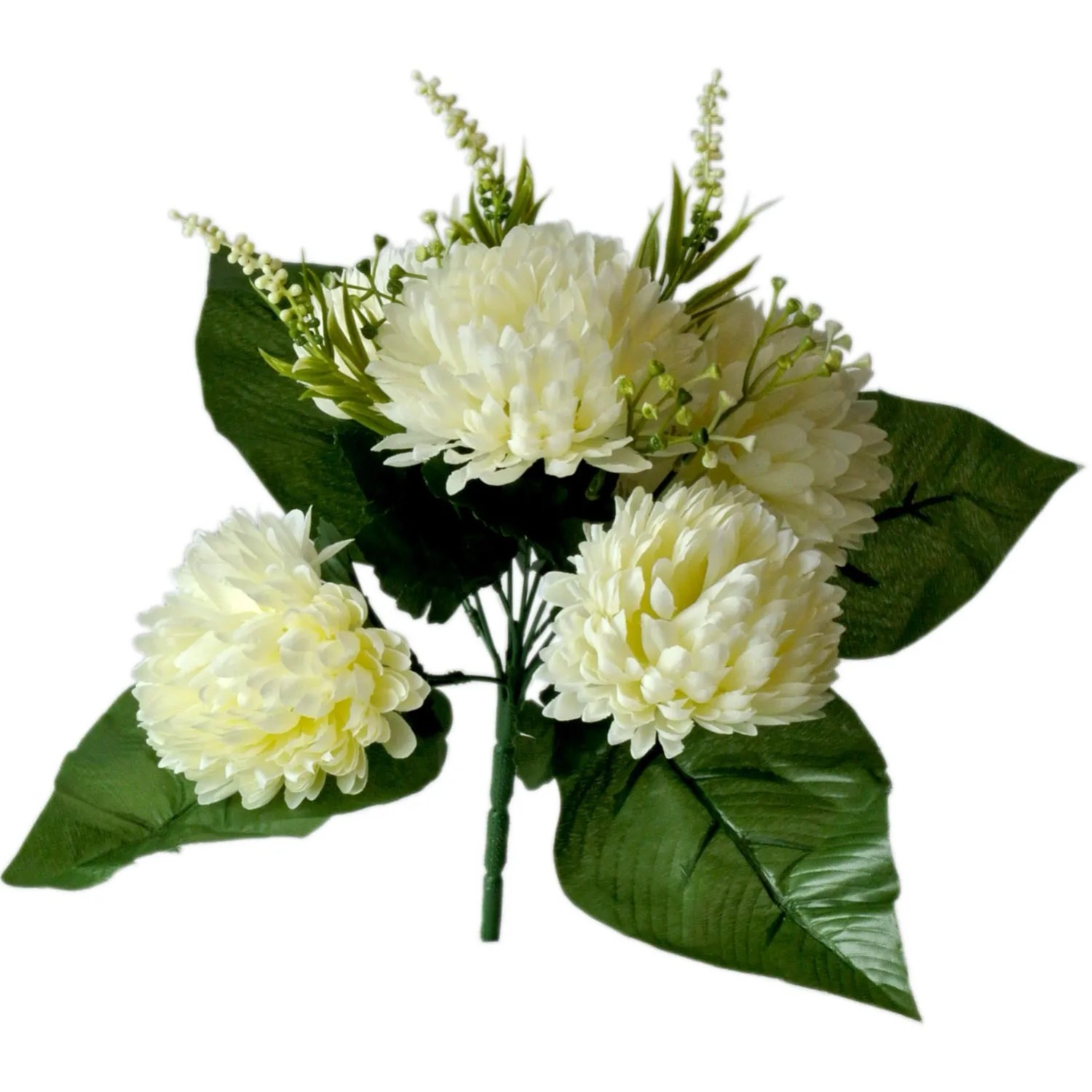 Kompozycja gałązka 5 kwiatów, biała