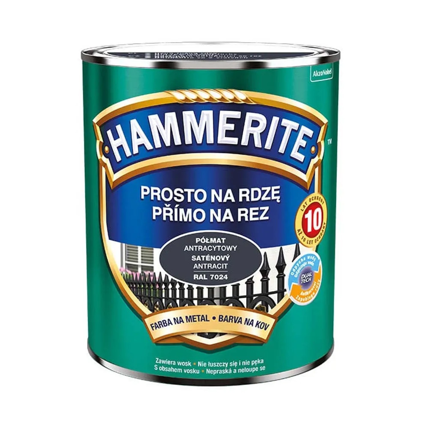Emalia do metalu antykorozyjna Hammerite półmat antracyt 0,7L