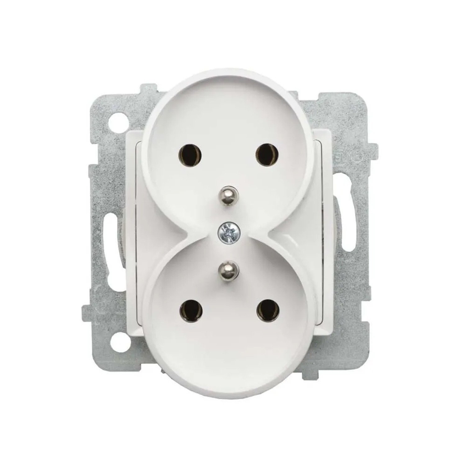 Gniazdo Rosa podwójne z uziemieniem biel