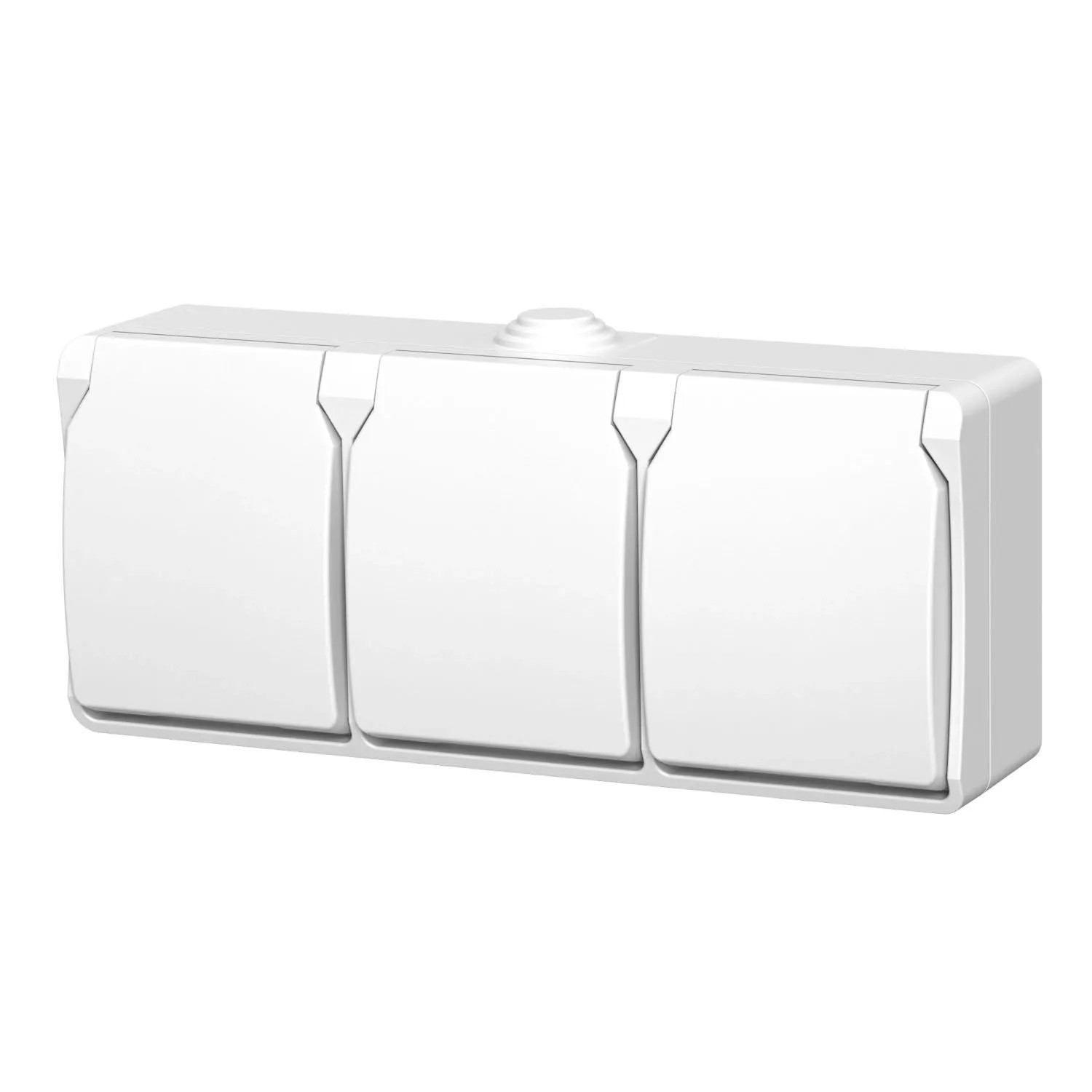 Düwi Gniazdo Aqua Plus potrójne z klapką 2P+Z białe IP44