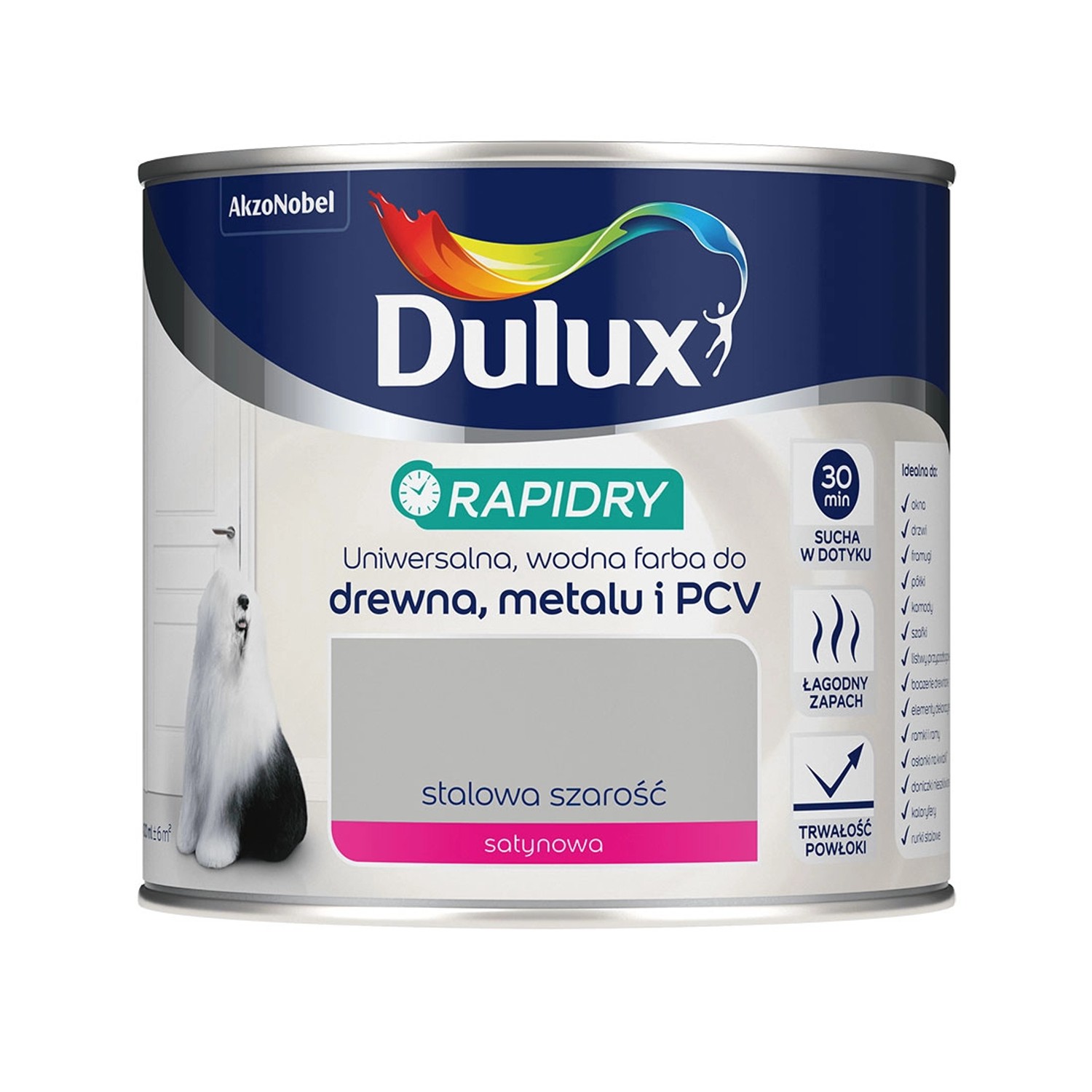 Dulux Farba akrylowa Rapidry stalowa szarość 400 ml