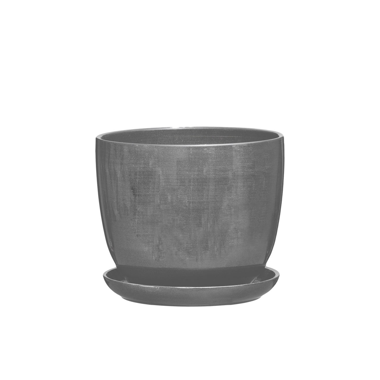 Doniczka z podstawką Sofia szary mat - 24,5 cm