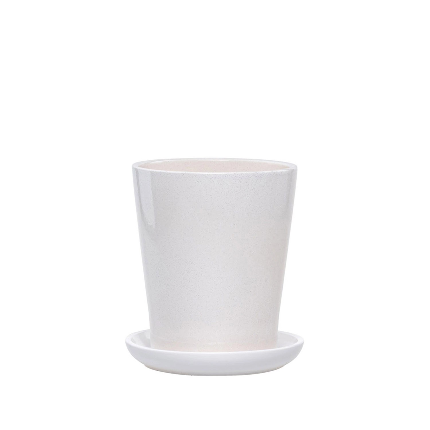 Donica z podstawką Irma biała kropkowana - 37 cm