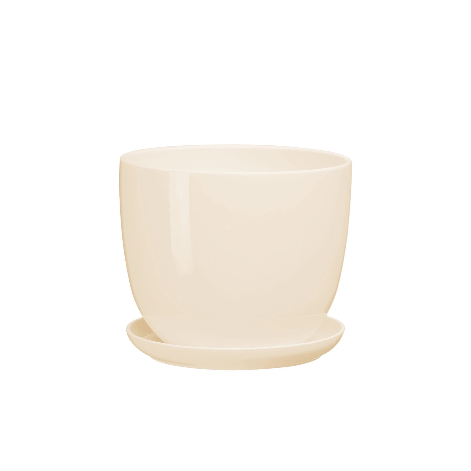 Doniczka z podstawką Sofia kremowy połysk - 37 cm