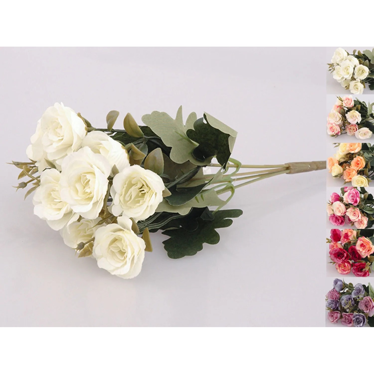 Róża sztuczna Bukiet sztuczny 5 kwiatów, mix kolorów - dł. 33 cm