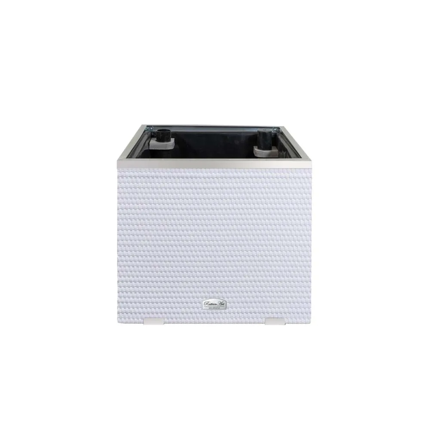 Donica rattanowa z nawodnieniem biała - 50 x 50 x 43 cm