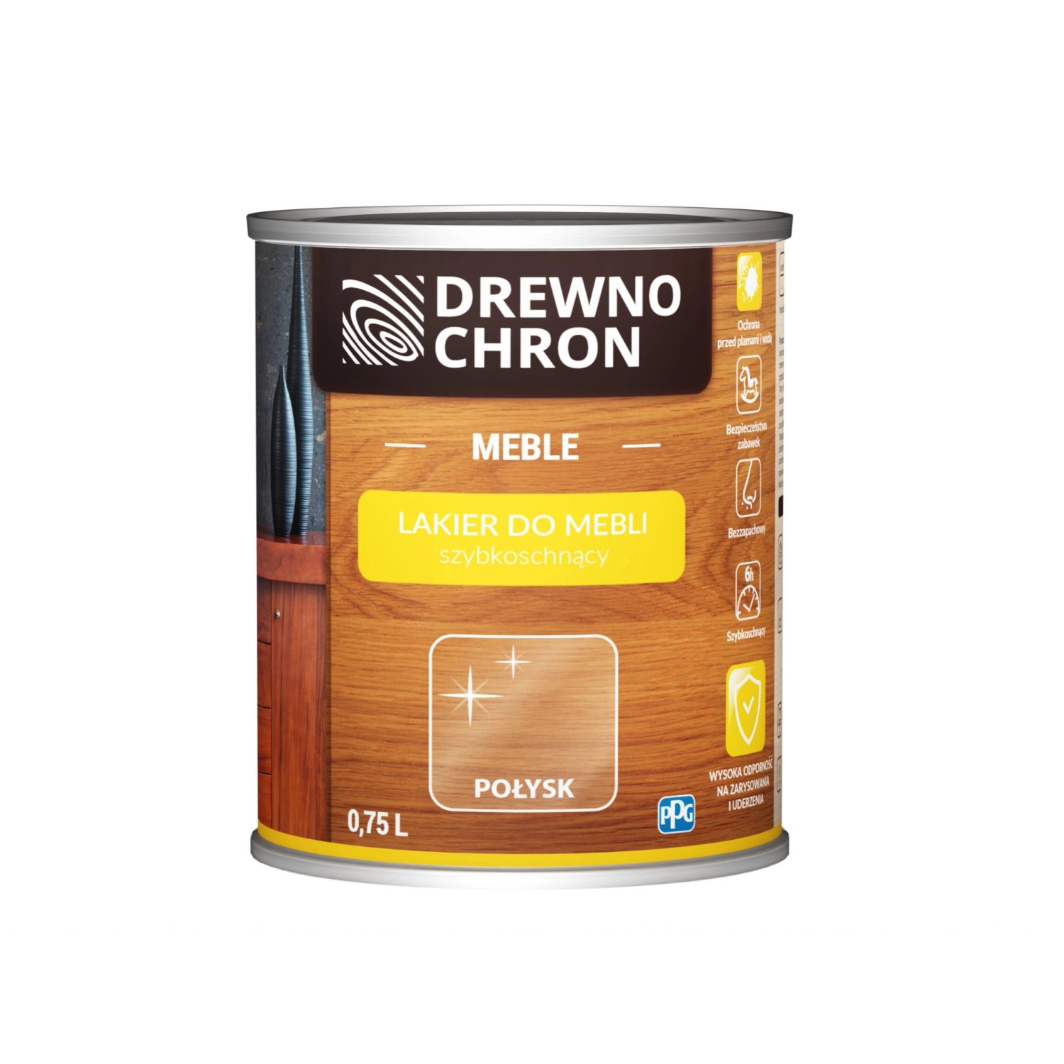 Drewnochron Lakier do mebli bezbarwny połysk 0,75L