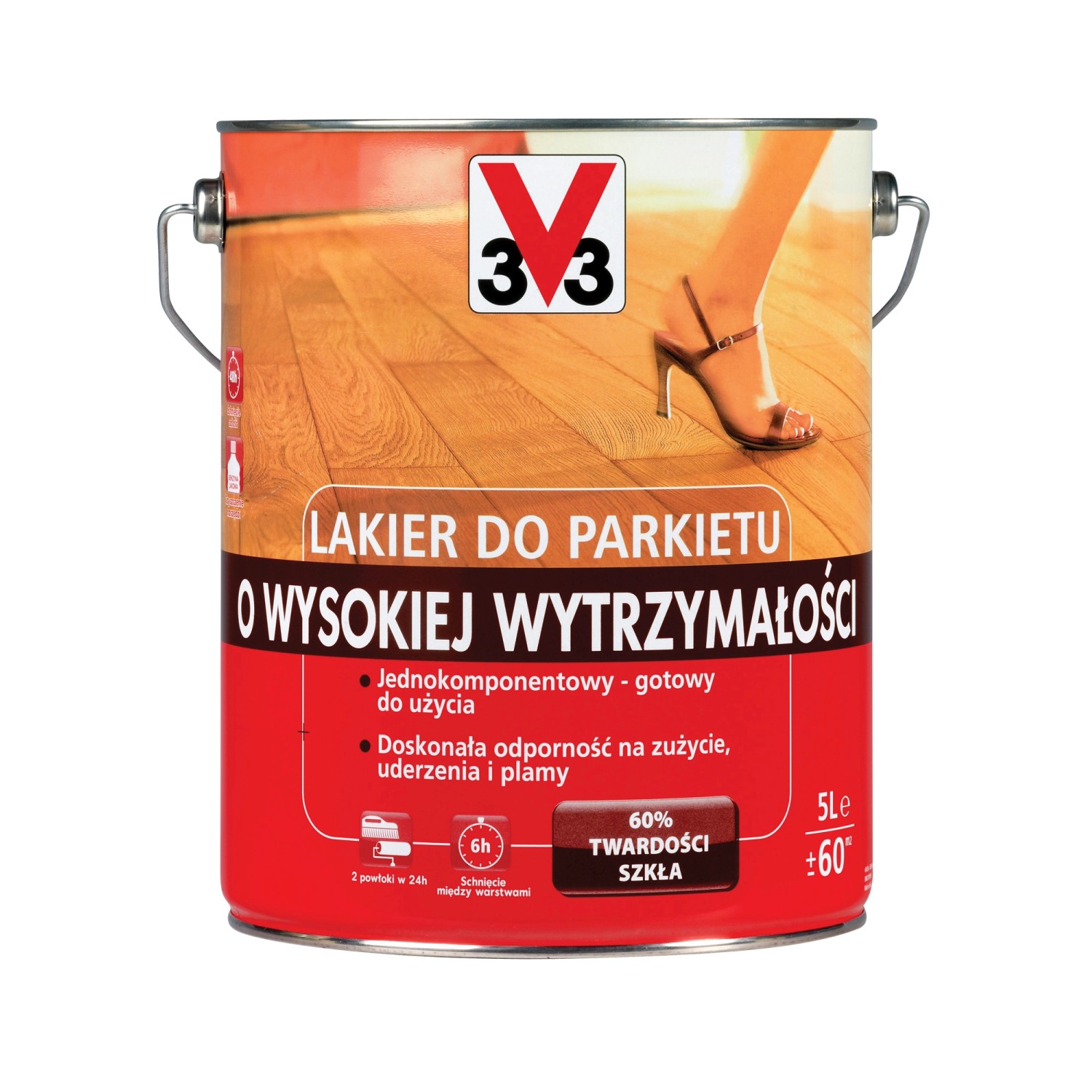 V33 Lakier do parkietu o wysokiej wytrzymałości satyna 5 l