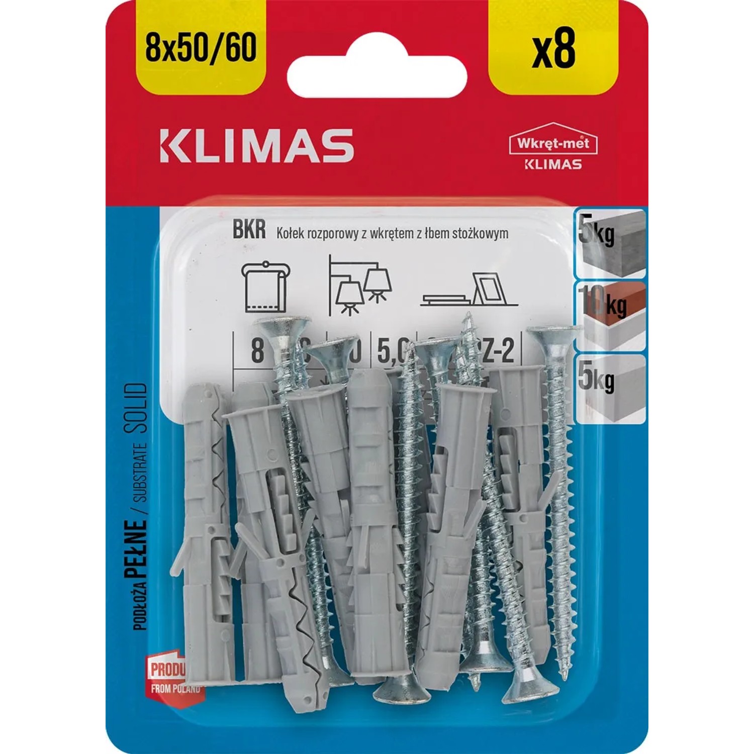 Wkręt-met Kołek rozporowy z łbem stożkowym 8 mm x 60 mm