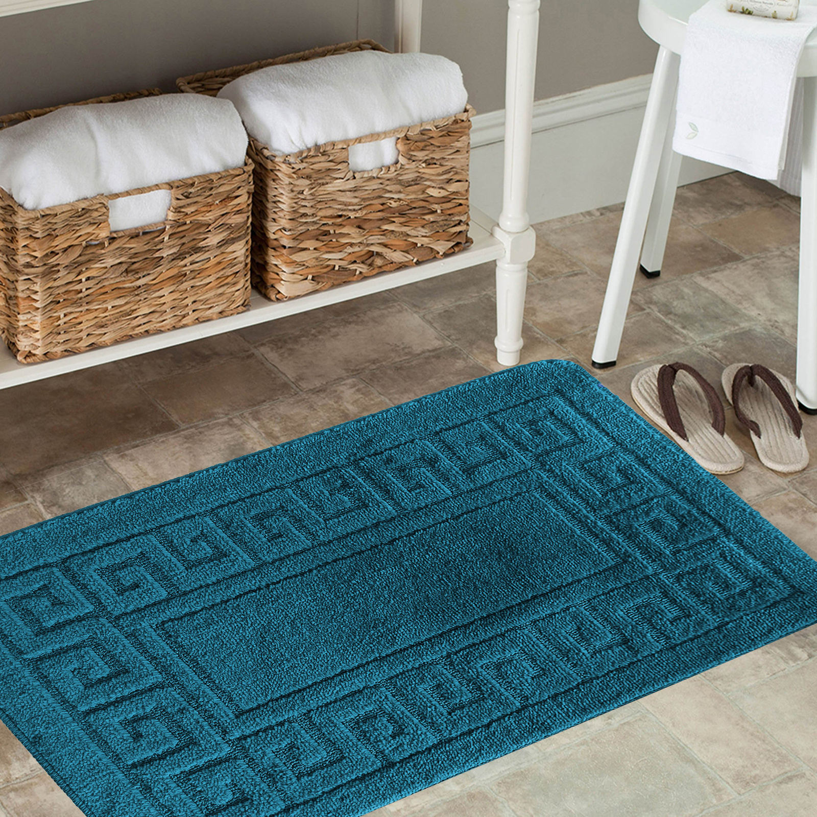 Komplet łazienkowy z wycięciem pod toaletę Montenegro GRECKI - morski