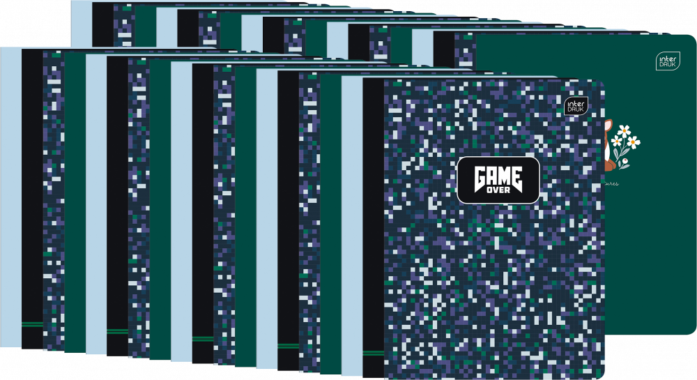 50x Zeszyt w linie Interdruk UV Mix 2, A5, 32 kartki, mix wzorów